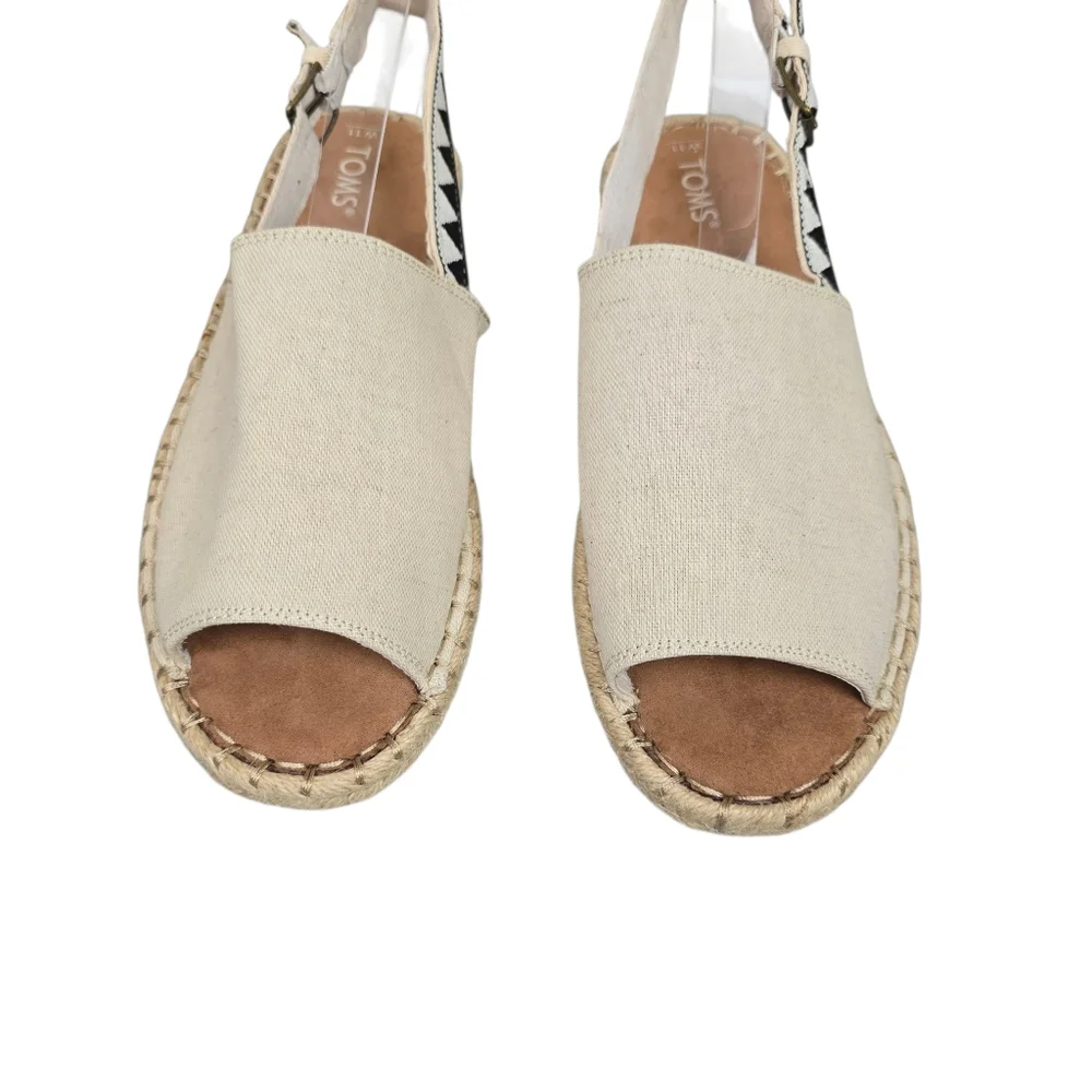 Toms Womens Clara Tan Canvas Slingback Espadrilles Shoe Size 11